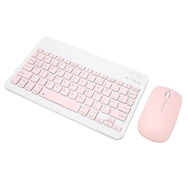 Wireless Keyboard and Mouse Set 10 inch Computer Keyboard and Mouse Combo for Tablet Mobile Phone Computer Pink