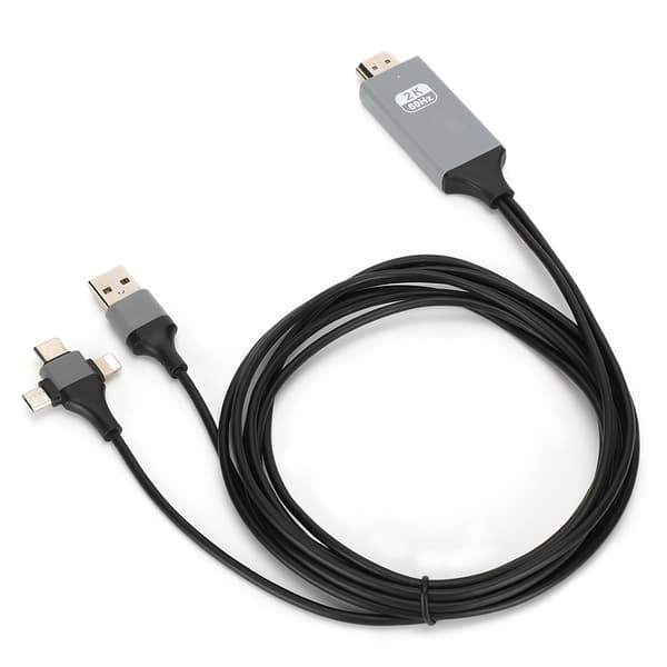 3 in 1 HDMI HD -kaapeli matkapuhelimen näytön projisointilinja IOS / Android / Type-C -laitteille