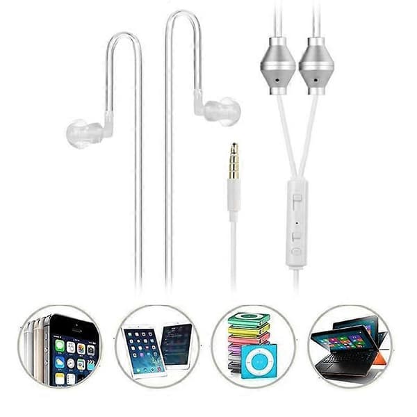 3,5 mm Universal Anti-Strålnings Binaurala Luftrörs-hörlurar med Mikrofon Kompatibel iPhone