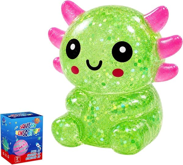 Glitter Axolotl Squishy Leketøy, Squishy Leker, Sakte Stigende Squishy Grønn Green