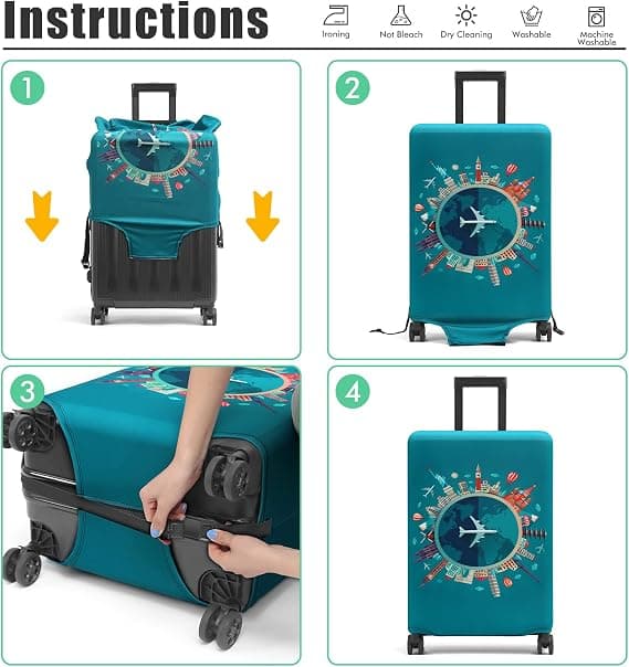 Kuffertbeskyttelse 28 \" Bambus Kul Kuffertbeskyttelse Polyester Gennemsigtig Kuffert Vogn Kuffertbeskyttelse