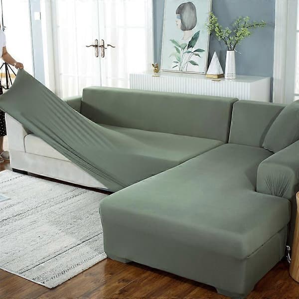 Hörnsofföverdrag L-formad sofföverdrag Grå/Beige/Blå Sofföverdrag Stretch Sofföverdrag med Vänster/Höger Schäslong Soffskydd 90-140cm