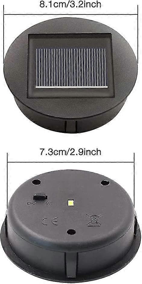 4 stk. erstatnings-solcellelamper med LED-pærer, solcelledrevne topplamper erstatning, LED solcellepanel lyktedeksel
