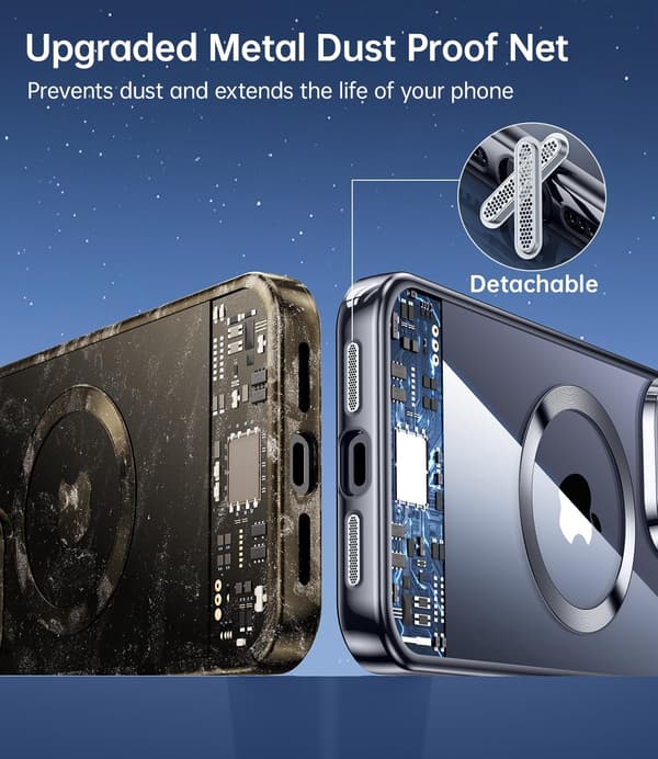 Magnetisk skinnende titanium iPhone 15 Pro Max-cover med fuld kamerabeskyttelse til slanke kvinder piger herrecovers (6,7 \") Sort