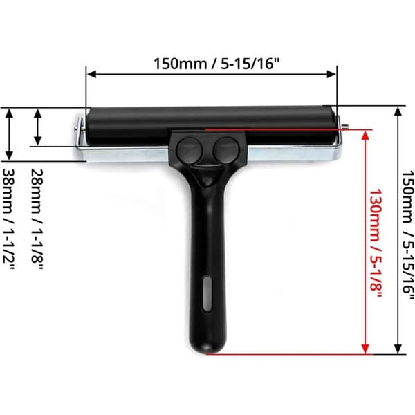 Blækrulle, Brayer gummirulle til tryk, tapeter, linoleumstrykfarve, 15 cm