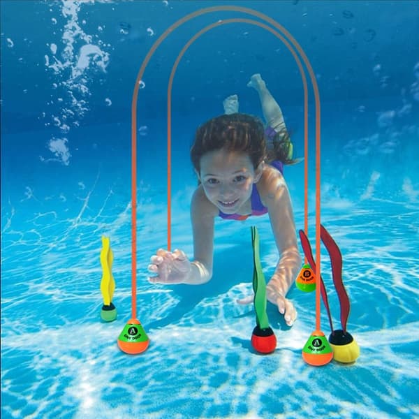 Pool Dykkerringe Sæt, Genanvendelige Gummi Undervands Svømmetræningsringe til Børn og Voksne Poolspil, 2-pak 2,5 m