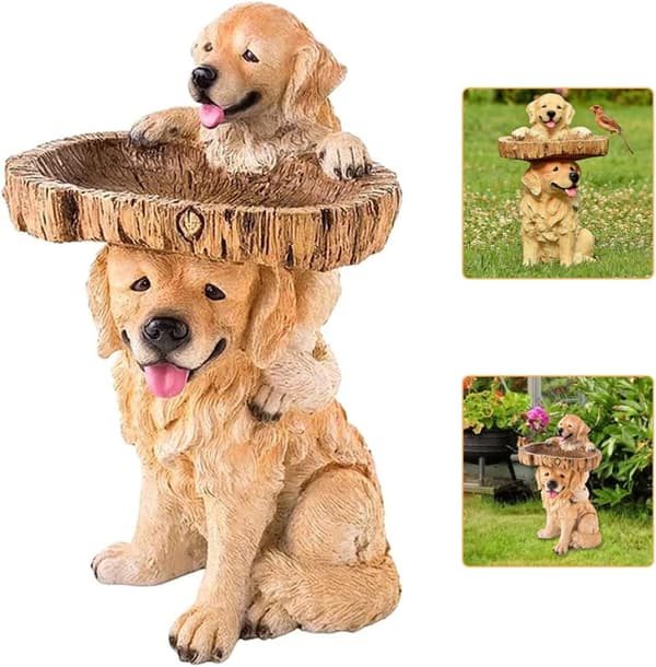 Hundestatue for hagebadekar, hage, plen, harpiksdyr
