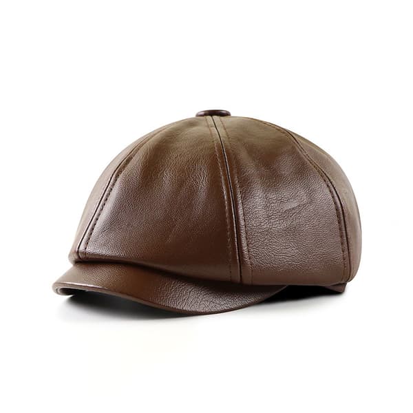 Herr Basker Hatt Gatsby Platt Läder Newsboy Kepsar Brun Brown