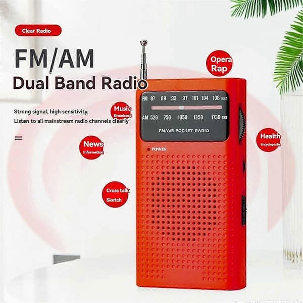 Fullbånds Liten Bærbar Radio Mini AM FM Pekerradio for Løping Camping Reise Analog