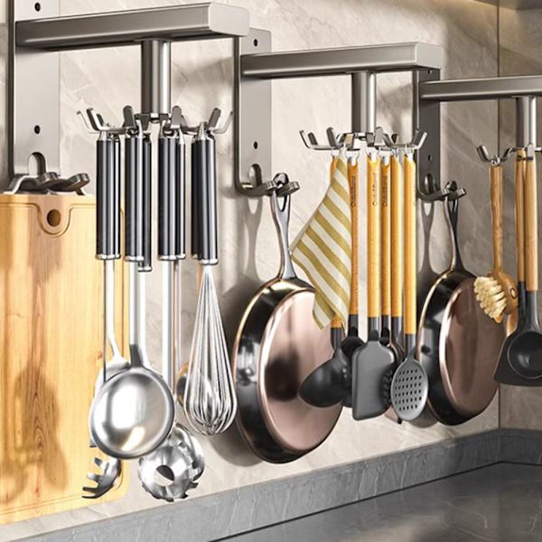 Kitchen Rotate Spoon Rack Non-drilling Multifunctional Spoon Shelf for Kitchen Supplies White White