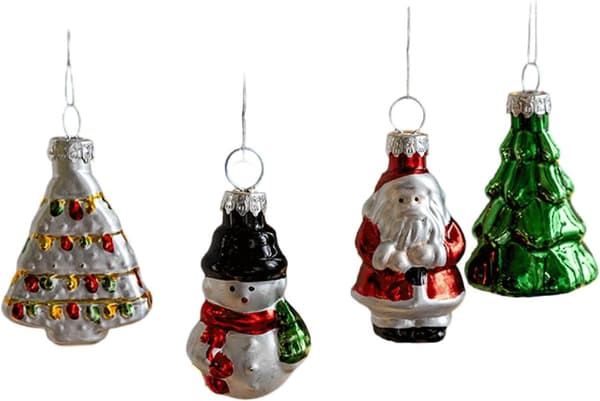 Juletræspynt, 9-pak, Glas, Lyse og Farverige Træpynt, Perfekt til Hjemmekontoret