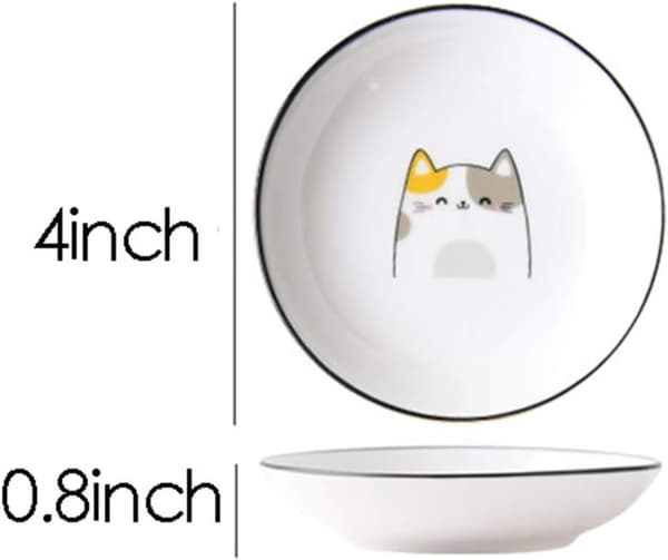 4 stk. keramik katte middagsretter krydderi dyppe forretstallerkener 4 stk.-Kat-B - 4pcs-Cat-B