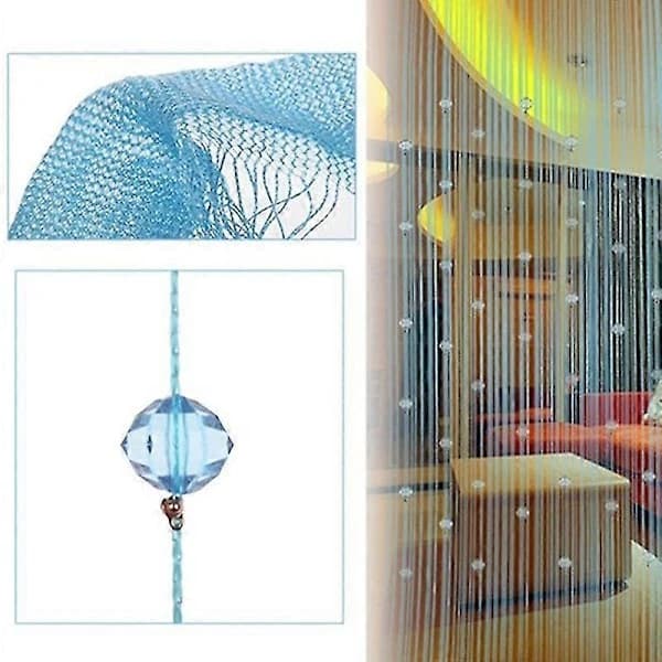 1x2m String Curtain Beads Panel Room Door Window Decor DIY Tassel Divider Drape Pink