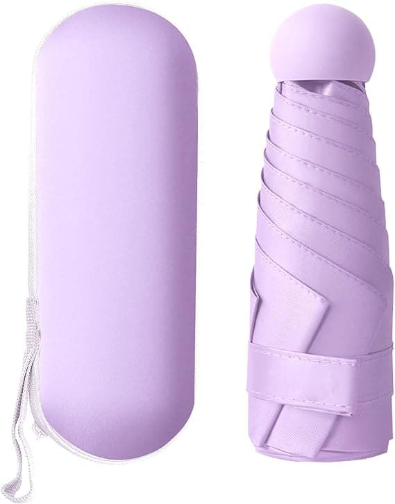 Konjac Lila Foldbar Paraply, 6 Ribber Solparaply Vindtæt & U
