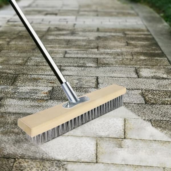 Kraftig skurebørste i rustfrit stål til terrasse, garage (skaft medfølger ikke)