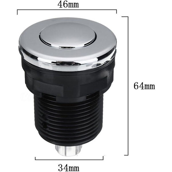 Pneumatisk trykknap til badekar, spa, afløb, sort, 34 mm, SEMAket, sort