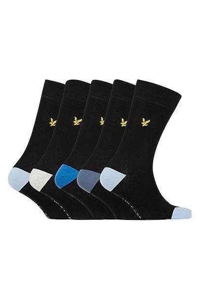 Lyle and Scott herre Graham fempak strømper - sort/blå
