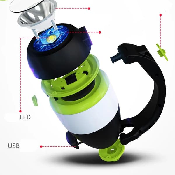 USB-genopladelig 3-i-1 multifunktions LED-lampe, ideel til camping, vandreture, kontor eller hjem