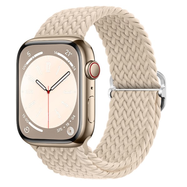 Flettet stof armbånd til Apple Watch 42/44/45/49mm - forskellige farver Off-white