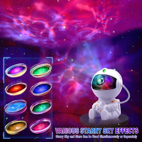 Astronaut Star Projector Night Light with Remote Control and Timer for Bedroom and Game Room White White