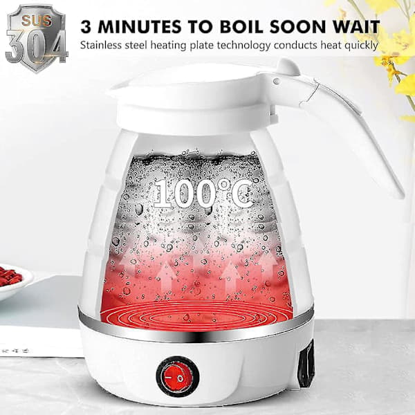 Foldable Kettle 2024 0.6L Silicone Travel Kettle Foldable Electric Kettle for Camping Fw