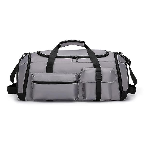 Large Capacity Travel Bag - Duffel Bag with Wet/Dry Compartment and Reinforced Backpack Straps Grey Grey