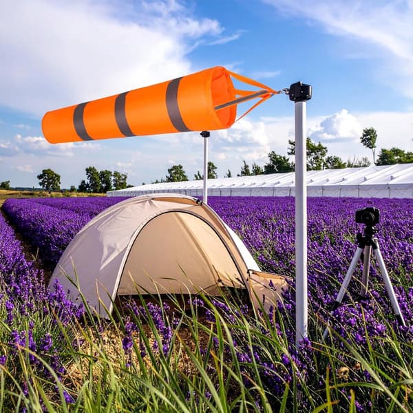 Vindindikator - Udendørs vindpose med reflekterende tape - Vindfane, Haveflag - Orange - 80 cm