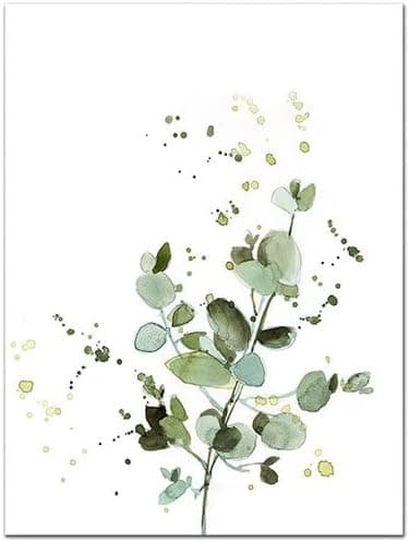 Set med 2 väggposters, modern väggkonst, abstrakta bladmönster, sovrum, canvastryck, utan ram, 40 x 50 cm