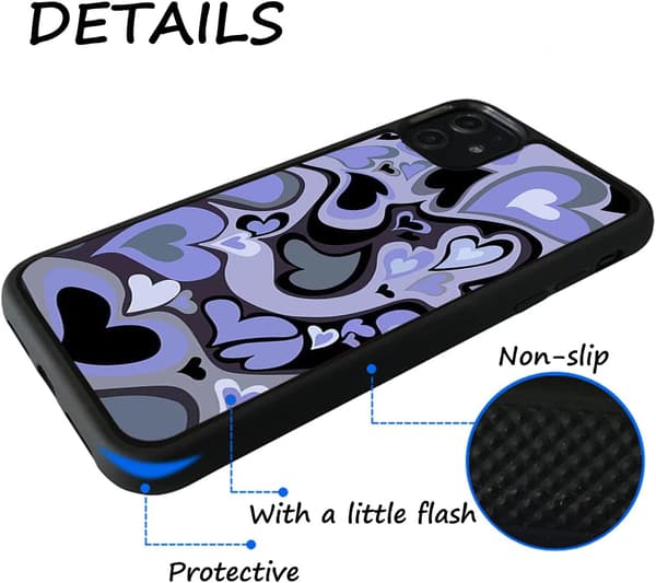 Elegant Purple Heart-Shaped Phone Case Compatible with iPhone 13[JUN]