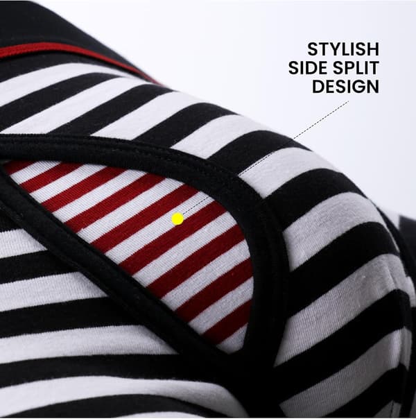 Bokserunderbukser til mænd i bomuld med stribet mønster og gylp, medium Medium Stripe
