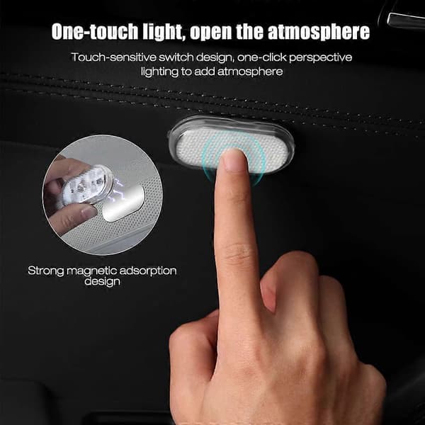 Pieces Touch Magnetisk Loftslampe til Bil - Bærbar Bilinteriørbelysning til Bil Lastbil Skab Camping Campingvogn