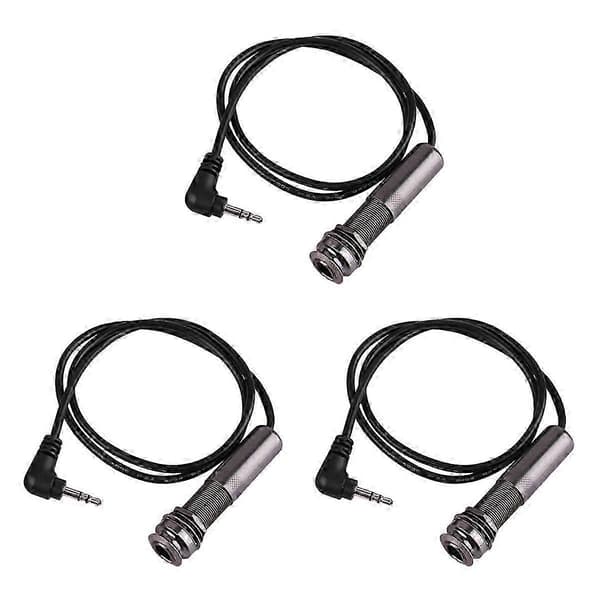 3X Akustisk Guitar Piezo Pickup Endpin Jack Adapter med Stereo Instrumentkabel