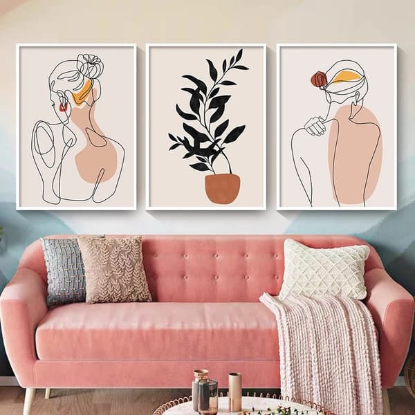 Abstract and minimalist lines, female silhouette, home decor