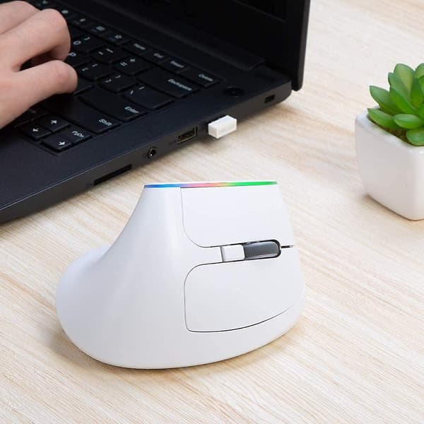 For Delux M618c Ergonomic Wireless Vertical Mouse, 2.4ghz 6 Buttons 1600dpi Optical Laptop Computer Mouse (white)