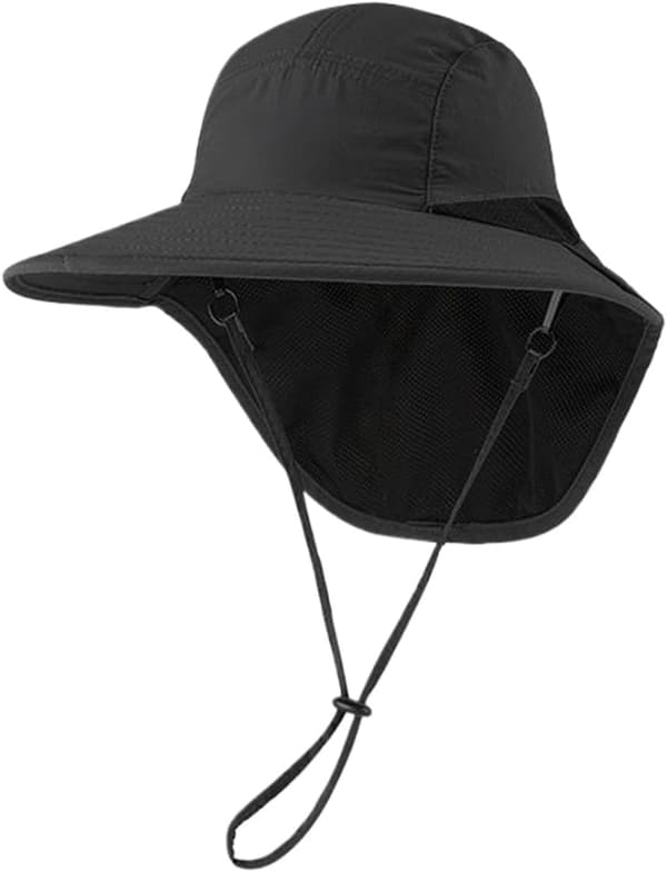 Bred skygge, justerbar og med ventilationsåbninger, nakke beskyttelse inklusive sort - Schwarz