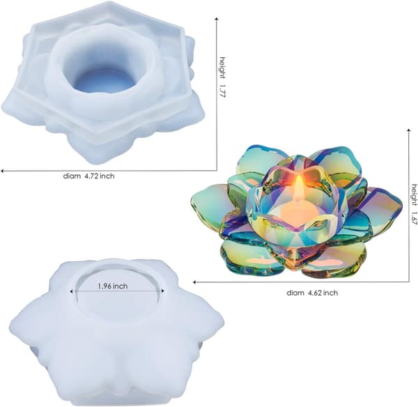 Lotus Tealight Resin Mold, Silikoneforme til Tealight Lys, F