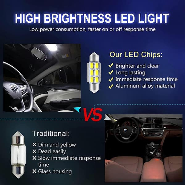 4x LED 31mm 5630 SMD LED Bulb Dome Festoon C5w LED DC 12V White Car
