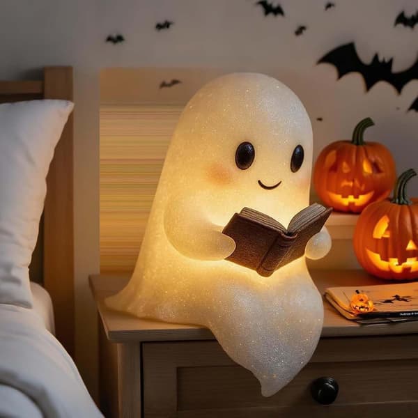 Halloween-dekorasjoner, lysende spøkelsesstatuer for skrivebord og stuedekorasjoner