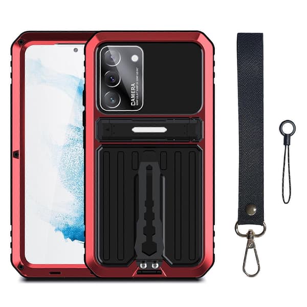 Trippelsikkert Armor-deksel med holder for Samsung Galaxy S22+ 5G Rød Red