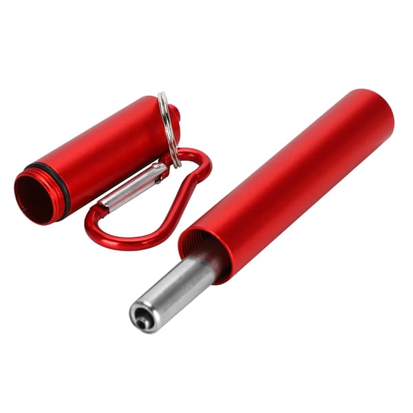 Foldable Reusable Stainless Steel Straw Kit (Red Aluminum Case Straw + Brush Carabiner)