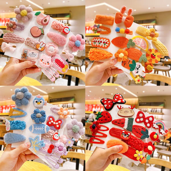 8-pack (persika) Söta Barn Hårspännen Kawaii Flickor Håraccessoarer