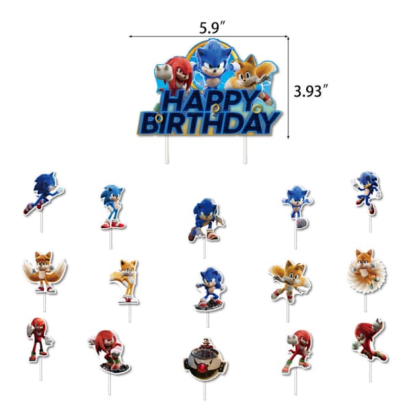 Sonic-syntymäpäiväteemajuhlakoriste sarjakuva harmonikkalippu inserttipallosetti