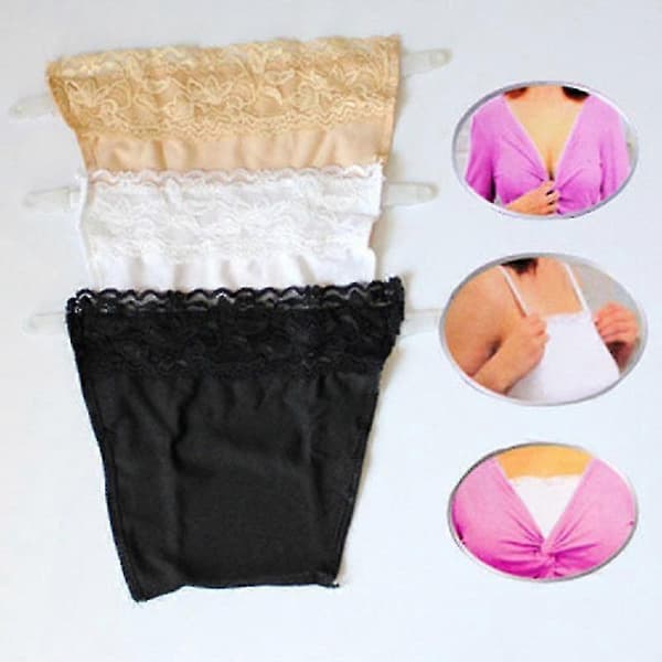 3 stk. Dekolleté-sikre Snap-on Mock Camisole Blonder Pustende Elastisk For Kvinner