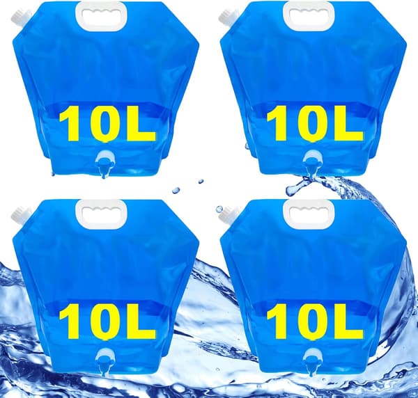 Sammenfoldelig vandpose 10 liter, egnet til nødsituationer, camping, BPA-fri