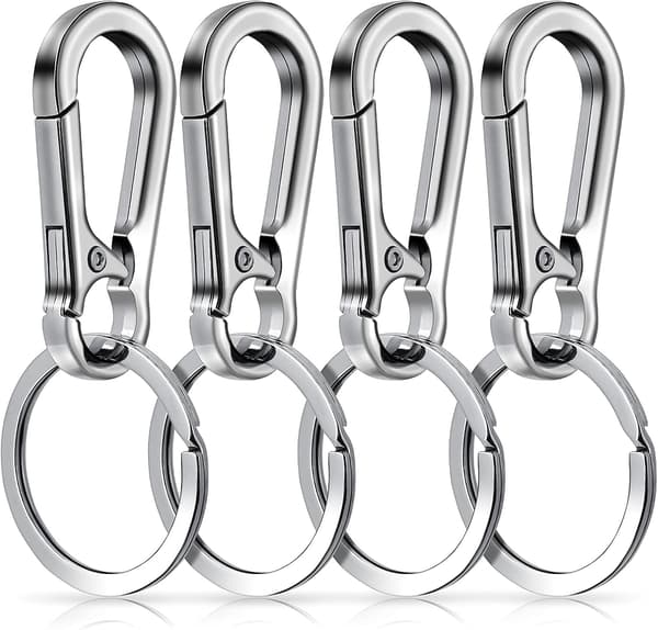 Metal Carabiner Keychain Chain Clip Hook Organizer for Unisex 4-Pack