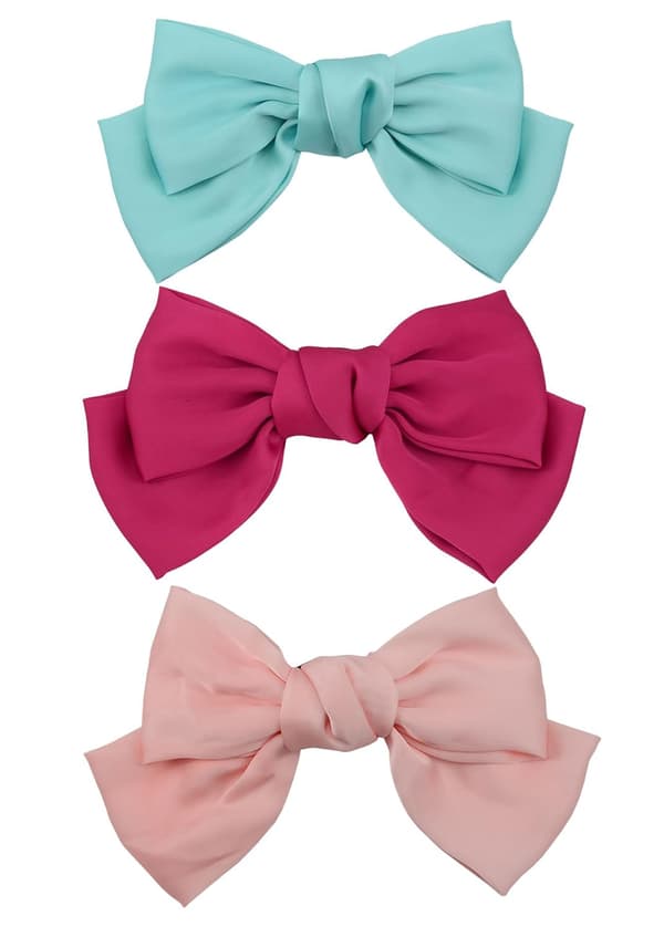 Hårspenne for kvinner og jenter, chiffon, stor, ensfarget, 3 stk