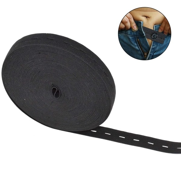 30m x 20mm elastiskt band med knapphål, platt elastiskt