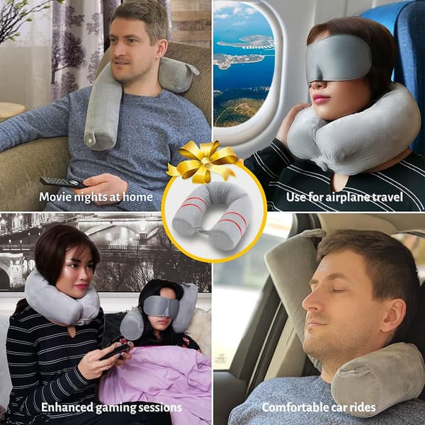 Travel Pillow, Memory Foam Neck Pillow, Can Be Shaped Arbitrarily for Side Sleeping, Neck Pillow for Airplane, Car, Train