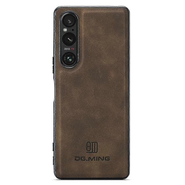 Etui til Sony Xperia 1 V Anti-ridse PU-læder+PC+TPU telefonetui Kaffe