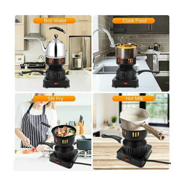 Electric Charcoal Lighter, Charcoal Grill, Hot Plate, Black Accessory with Carry Handle and Charcoal Grate, GU.B/Good